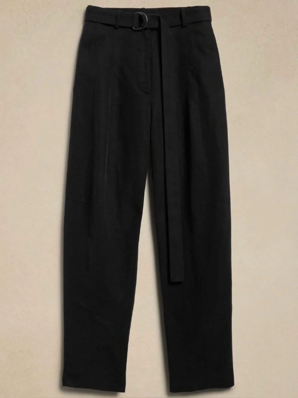 Banana Republic High-Rise Barrel Tencel Linen Pant 8 Black | NWT